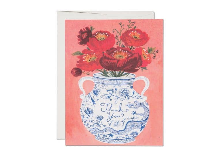 Dragon Vase thank you greeting card